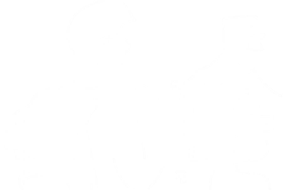 Illustration Ausbildungsstart 2026 Ein Mann mit Rucksack, auf dem Weg zum Gipfel eines Berges der verschiedene Etappen zeigt.